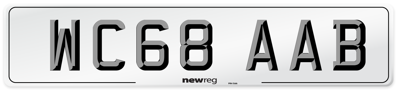 WC68 AAB Number Plate from New Reg